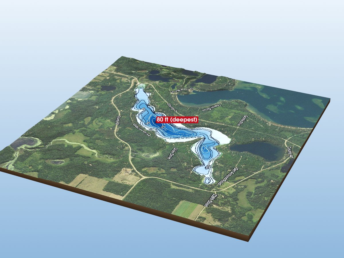 Depth map of Little Sand Lake