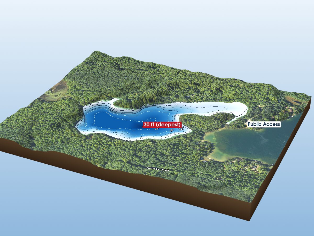 Depth map of Little Squaw Lake