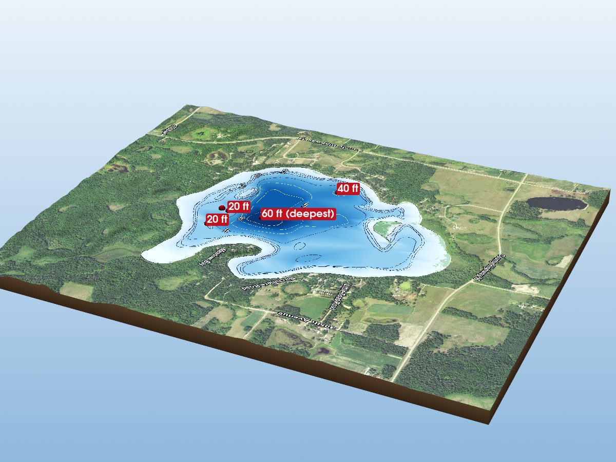 Depth map of Little Toad Lake