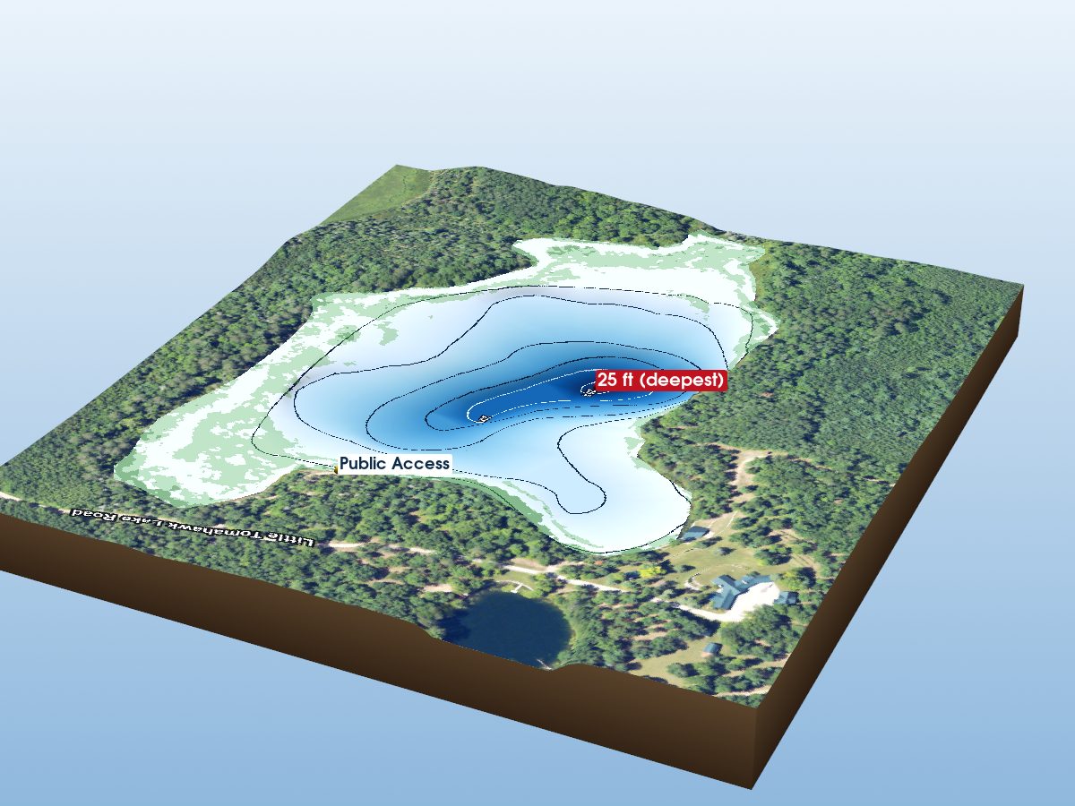 Depth map of Little Tomahawk Lake