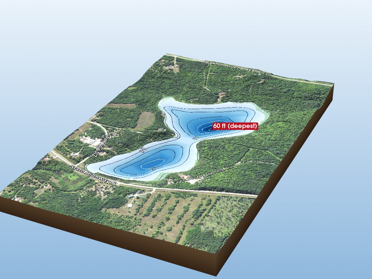 Depth map of Little Too Much Lake