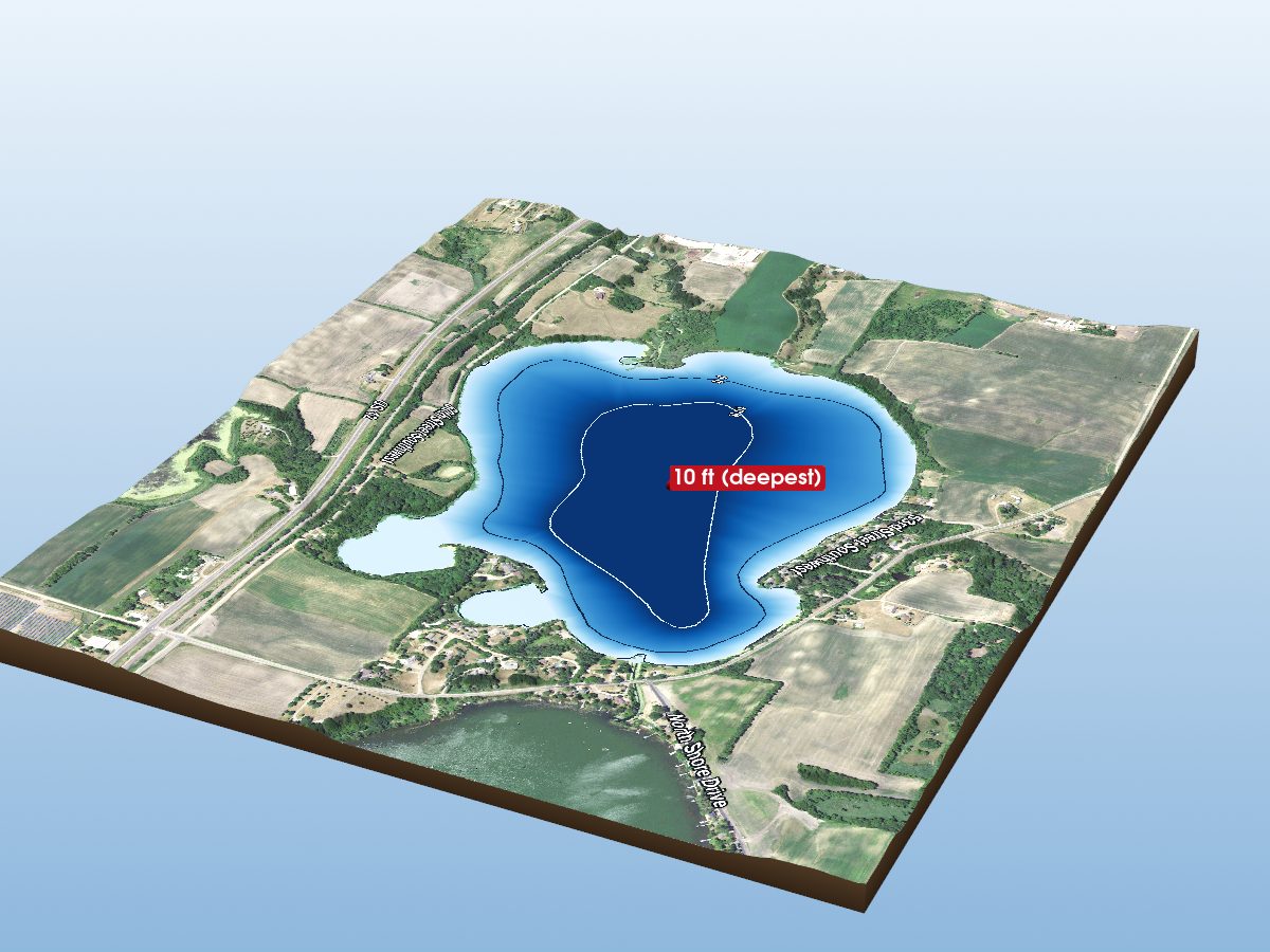 Depth map of Little Waverly Lake