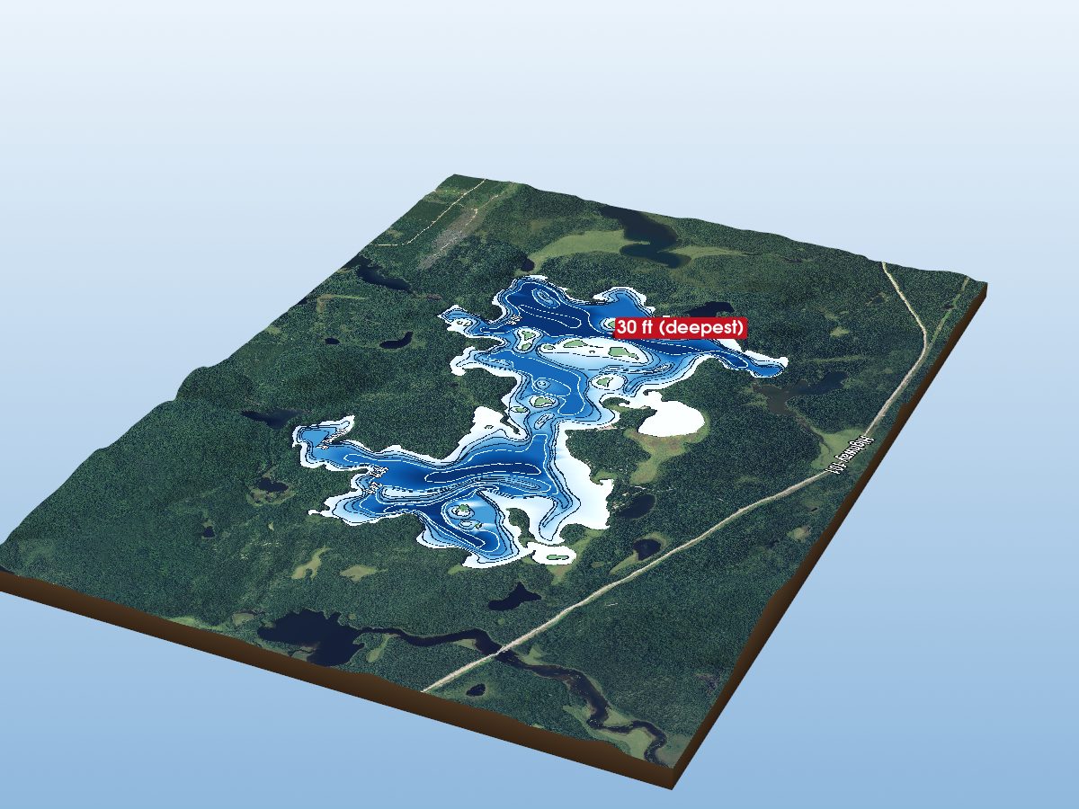 Depth map of Little Wawa Lake
