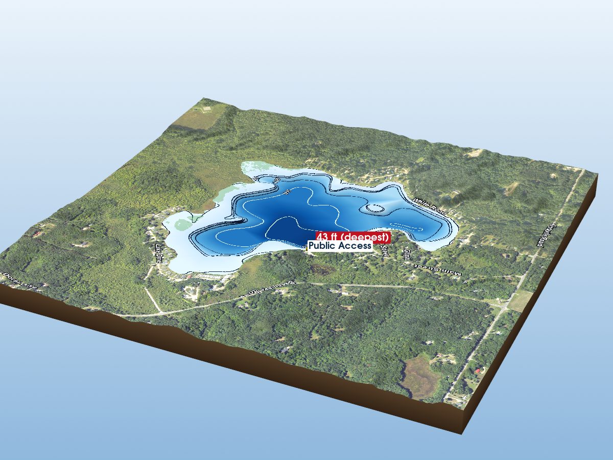 Depth map of Little Whitefish Lake