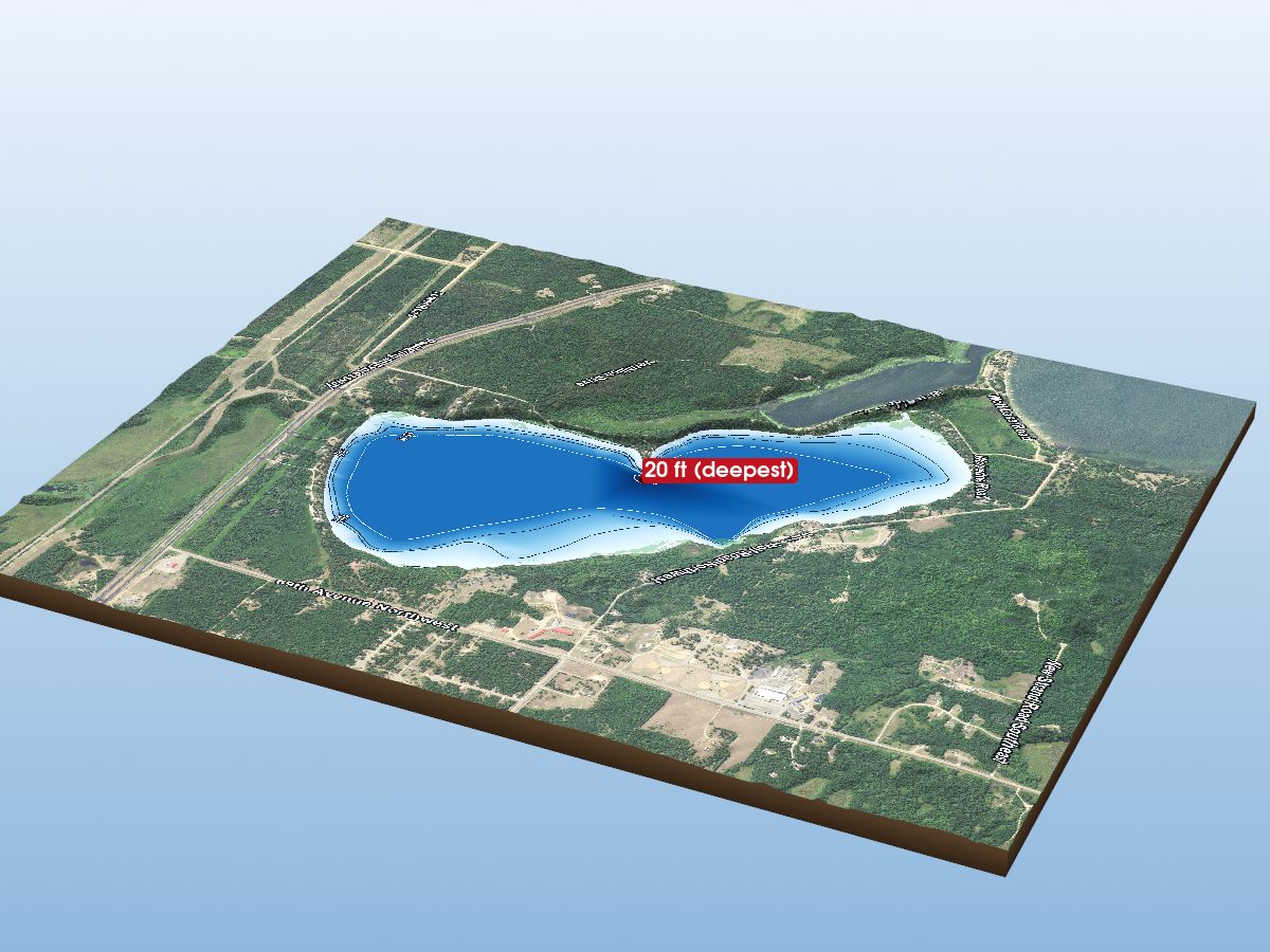Depth map of Little Wolf Lake