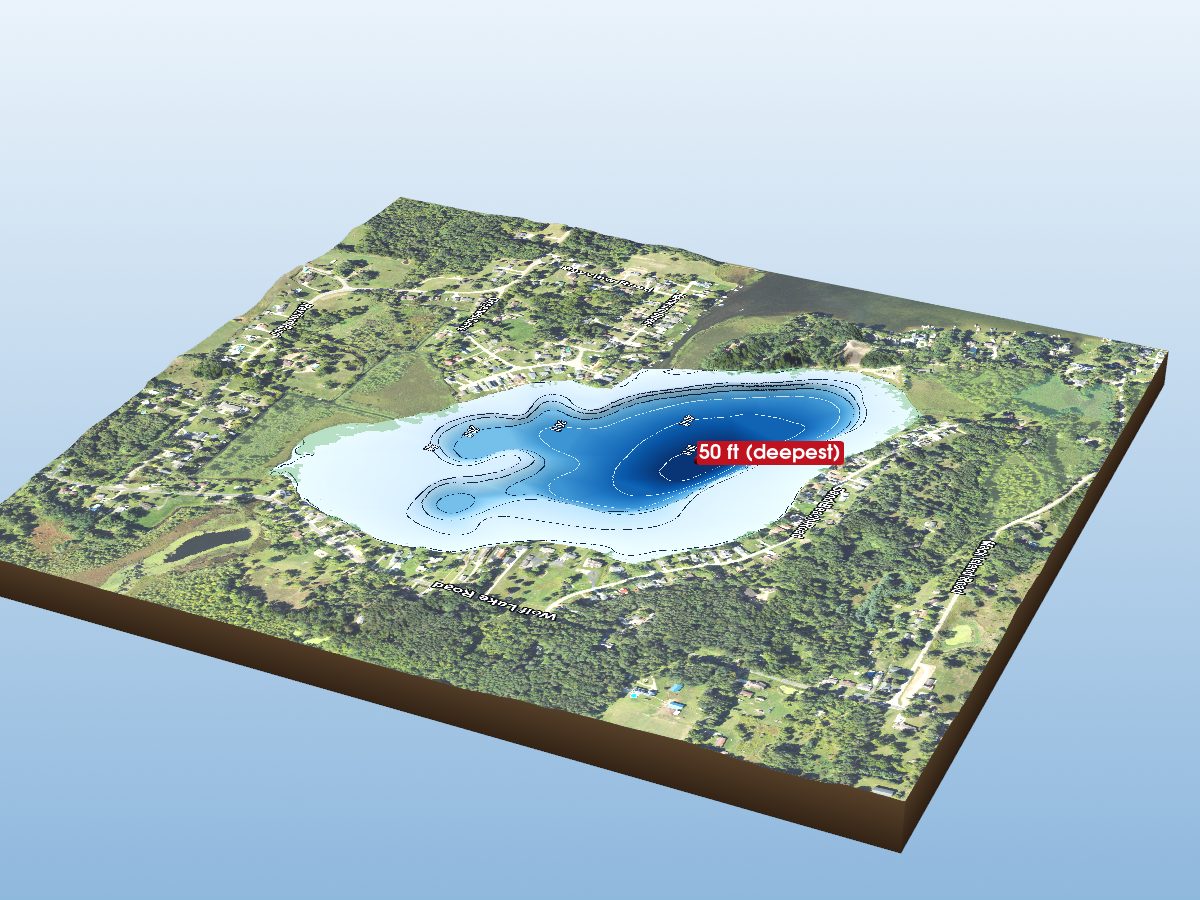 Depth map of Little Wolf Lake