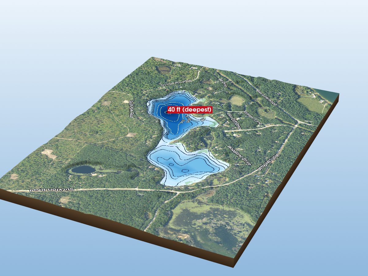 Depth map of Little Wolf Lake