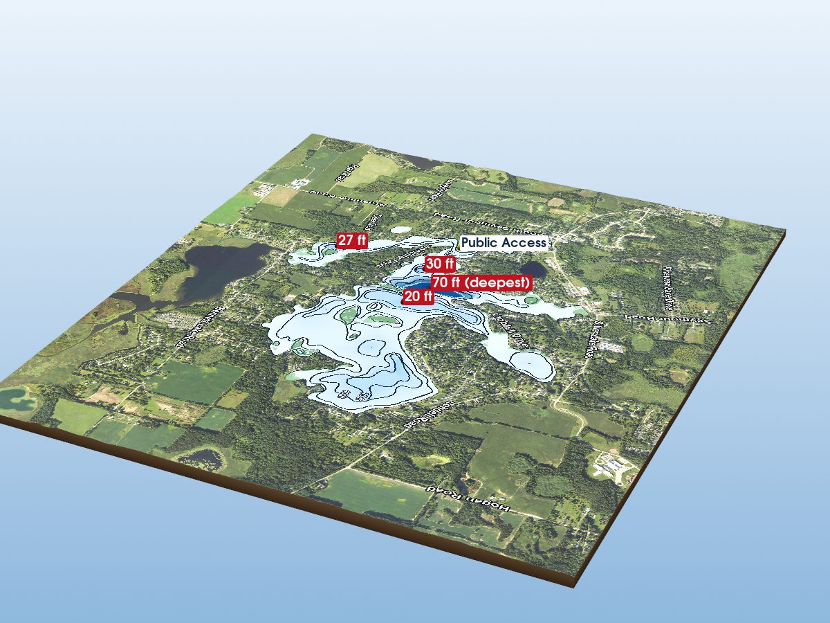 Depth map of Lobdell Lake
