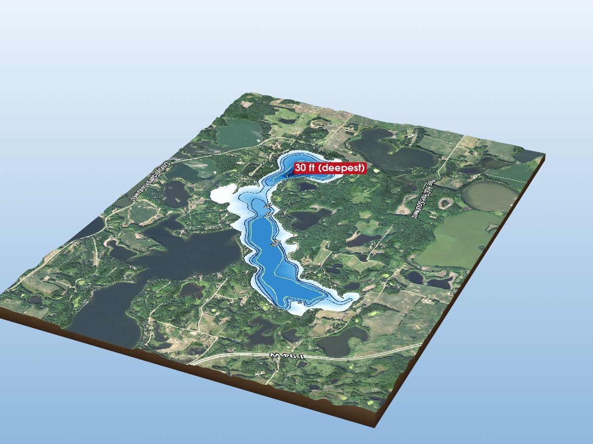 Depth map of Lobster Lake (West Bay)