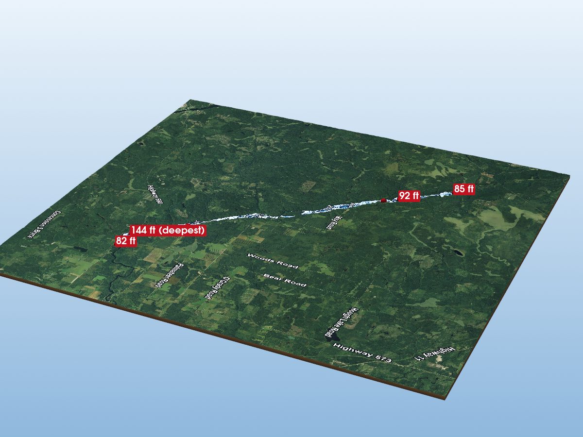 Depth map of Long Lake
