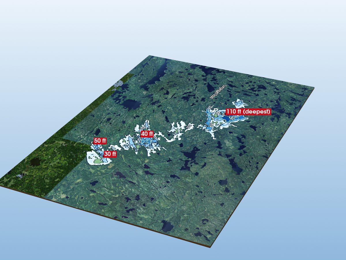 Depth map of Longlegged Lake