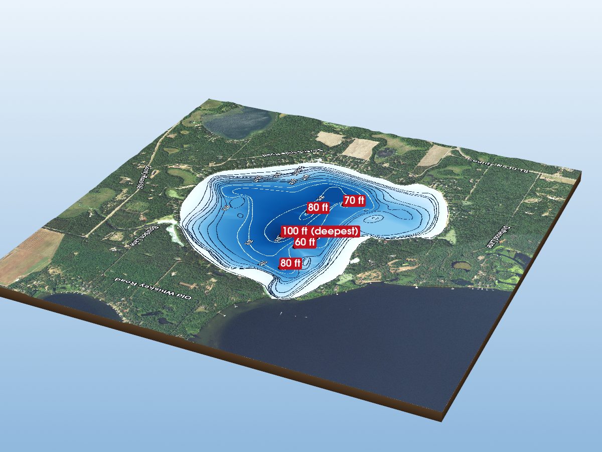 Depth map of Lower Hay Lake