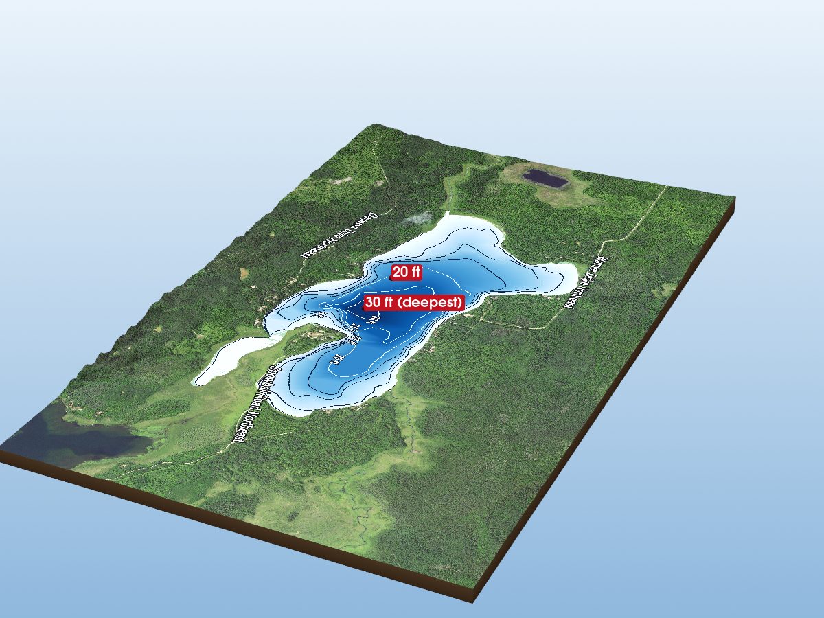 Depth map of Lower Trelipe Lake