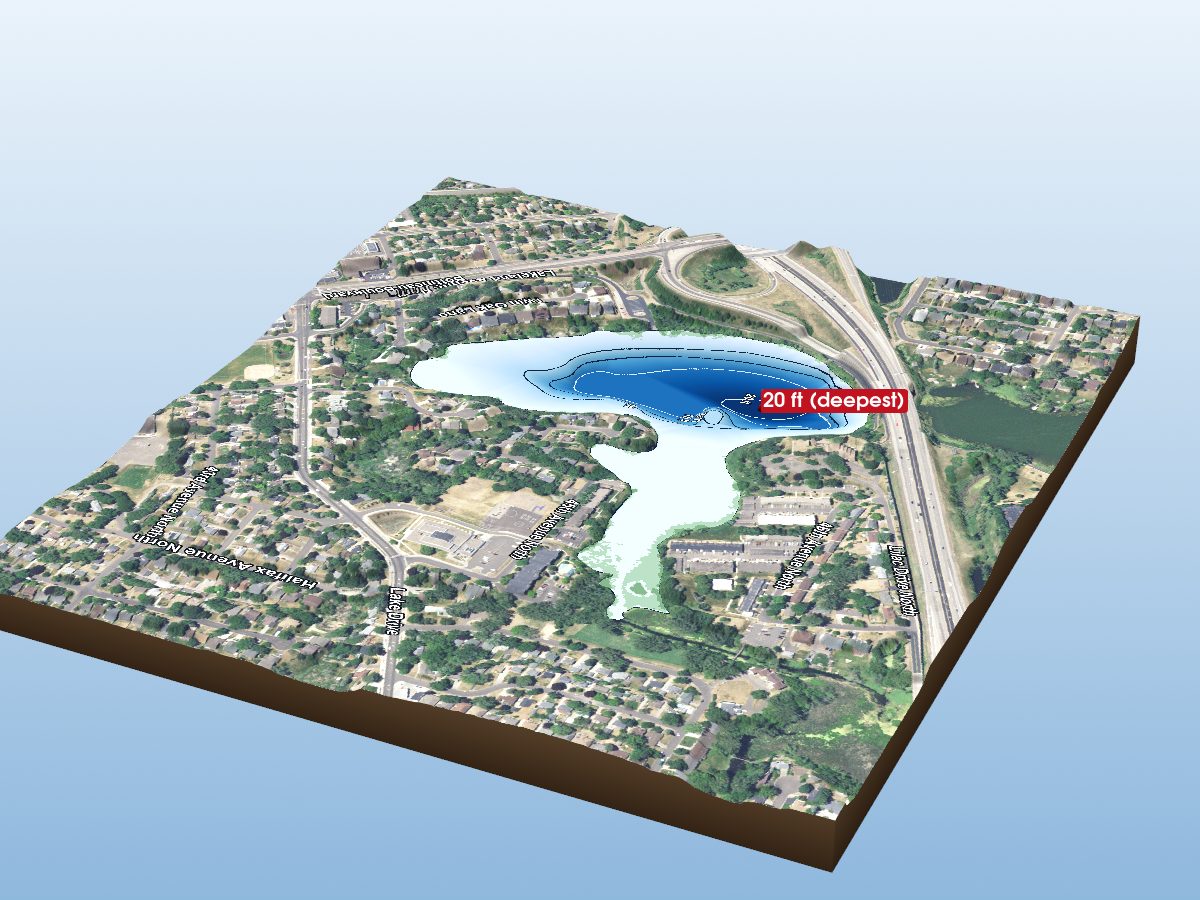Depth map of Lower Twin Lake