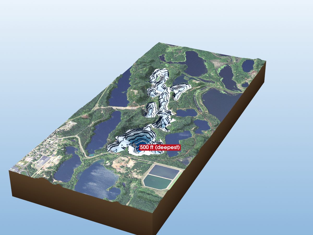 Depth map of Mahnomen, Alstead & Arco Lake