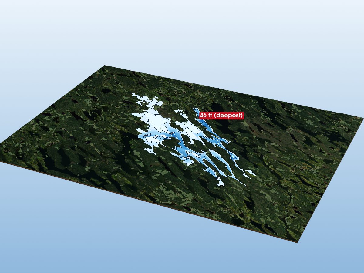 Depth map of Mameigwess Lake