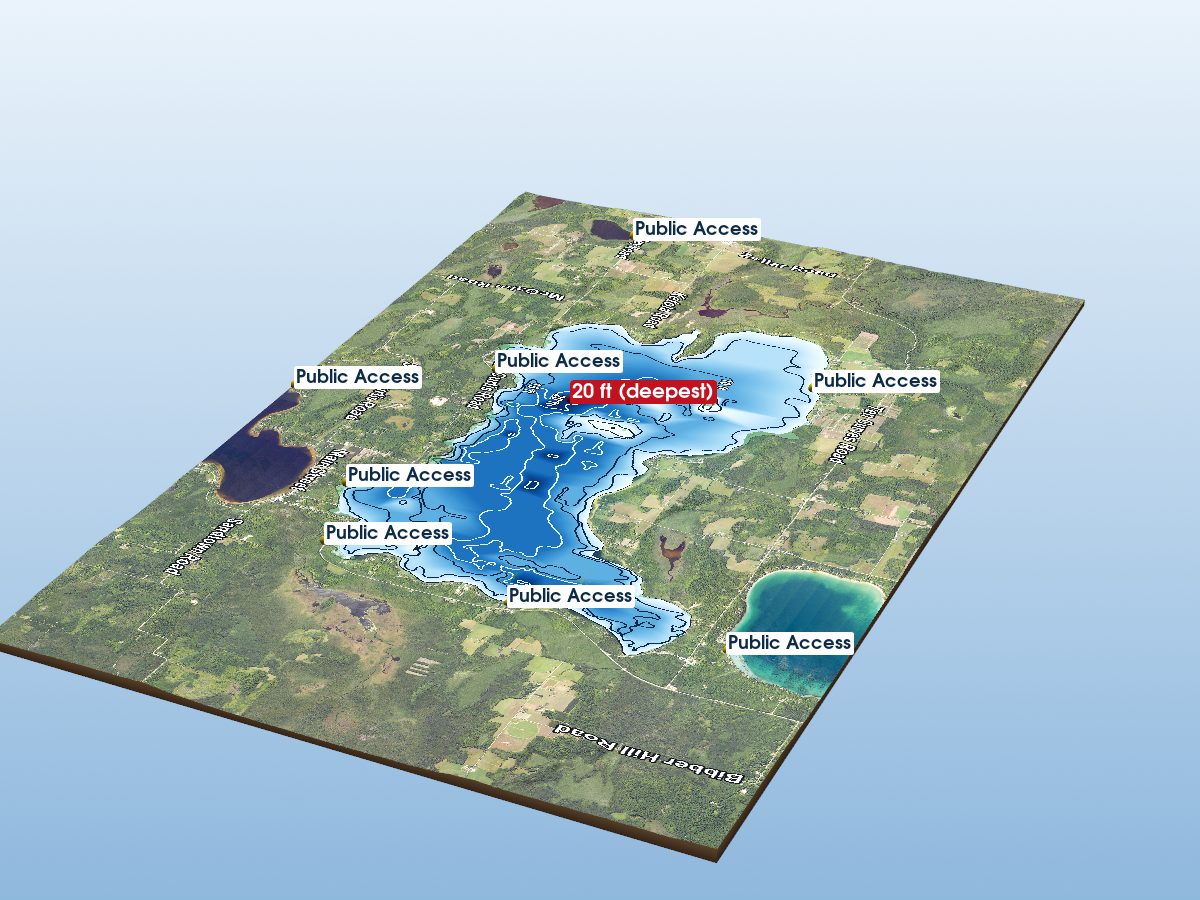 Depth map of Manistique Lake