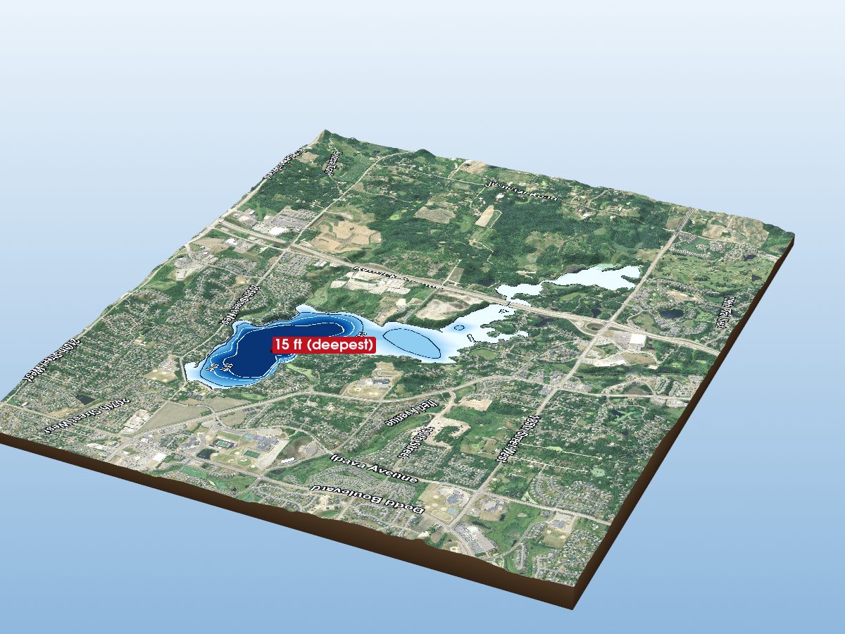 3D depth map of Marion Lake
