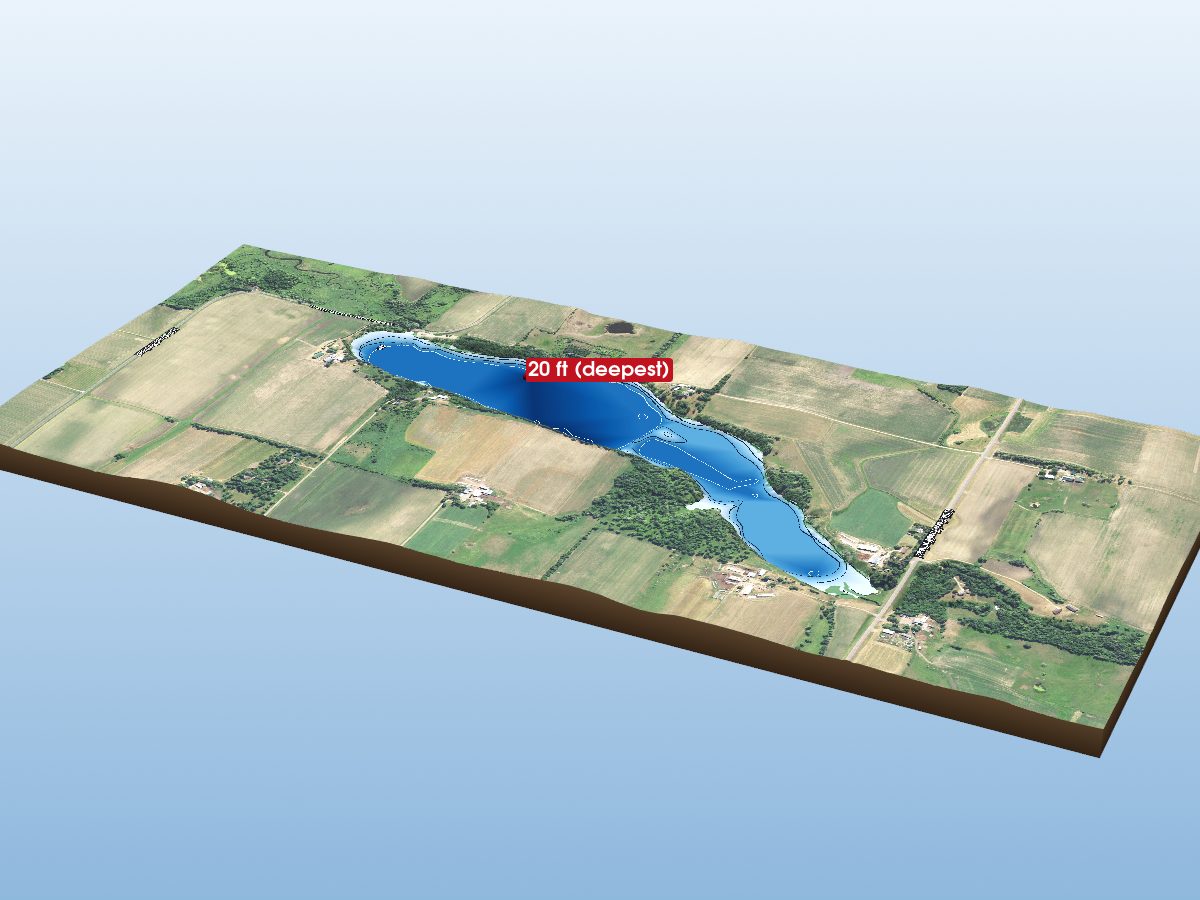 Depth map of Mayhew Lake