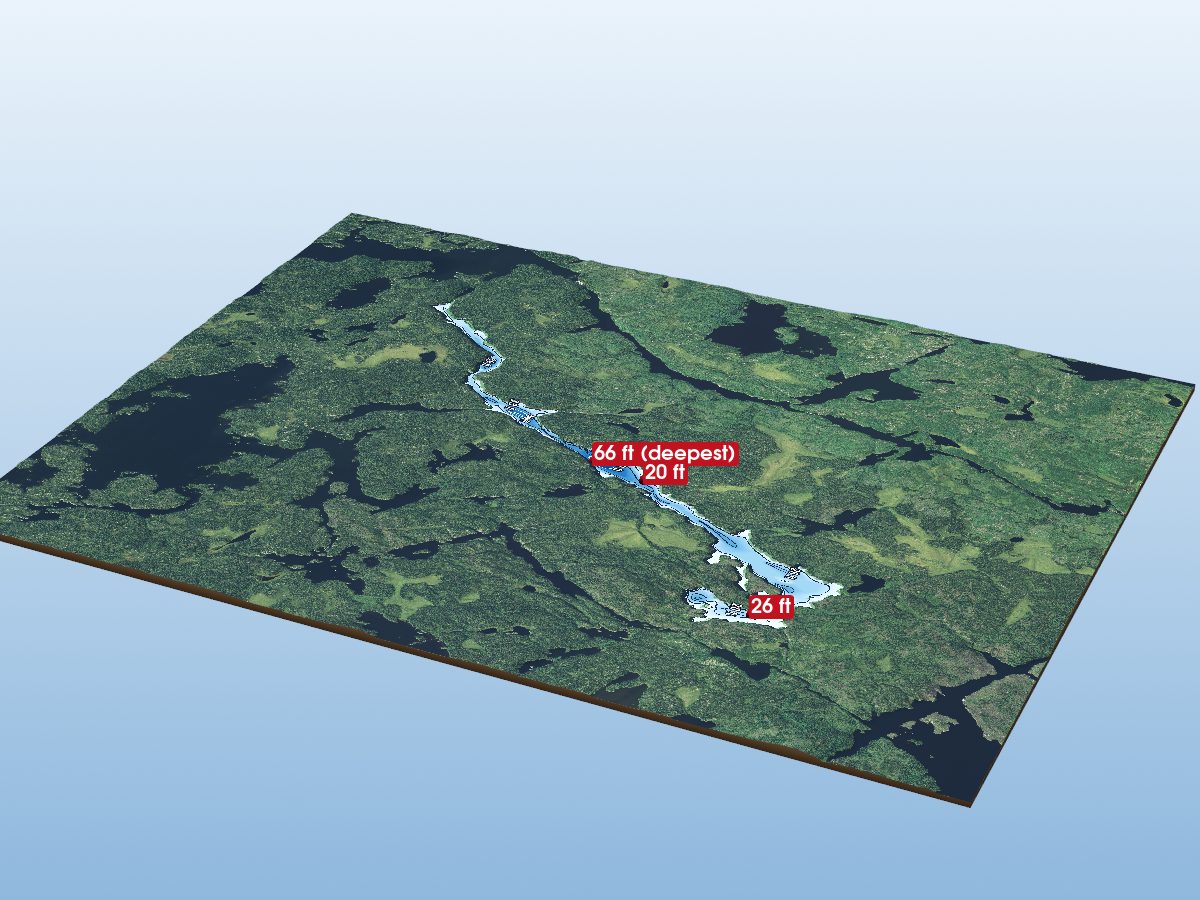 Depth map of McWade Lake