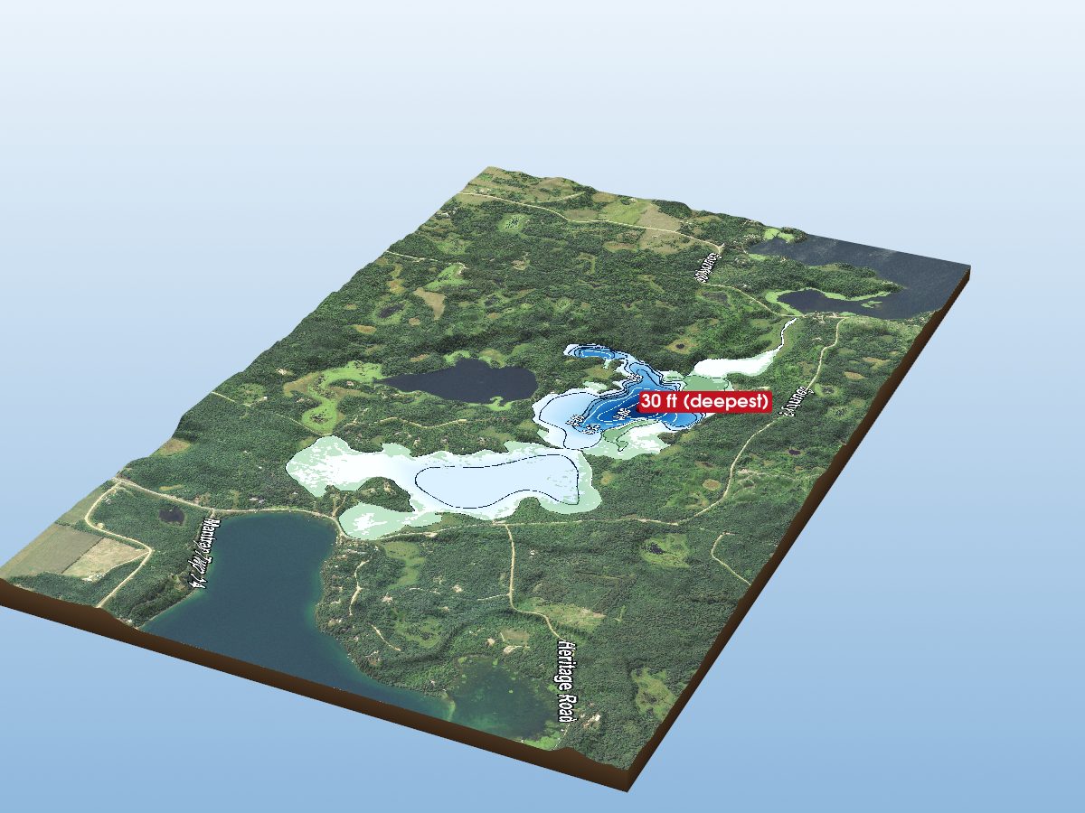 Depth map of Middle Crooked Lake