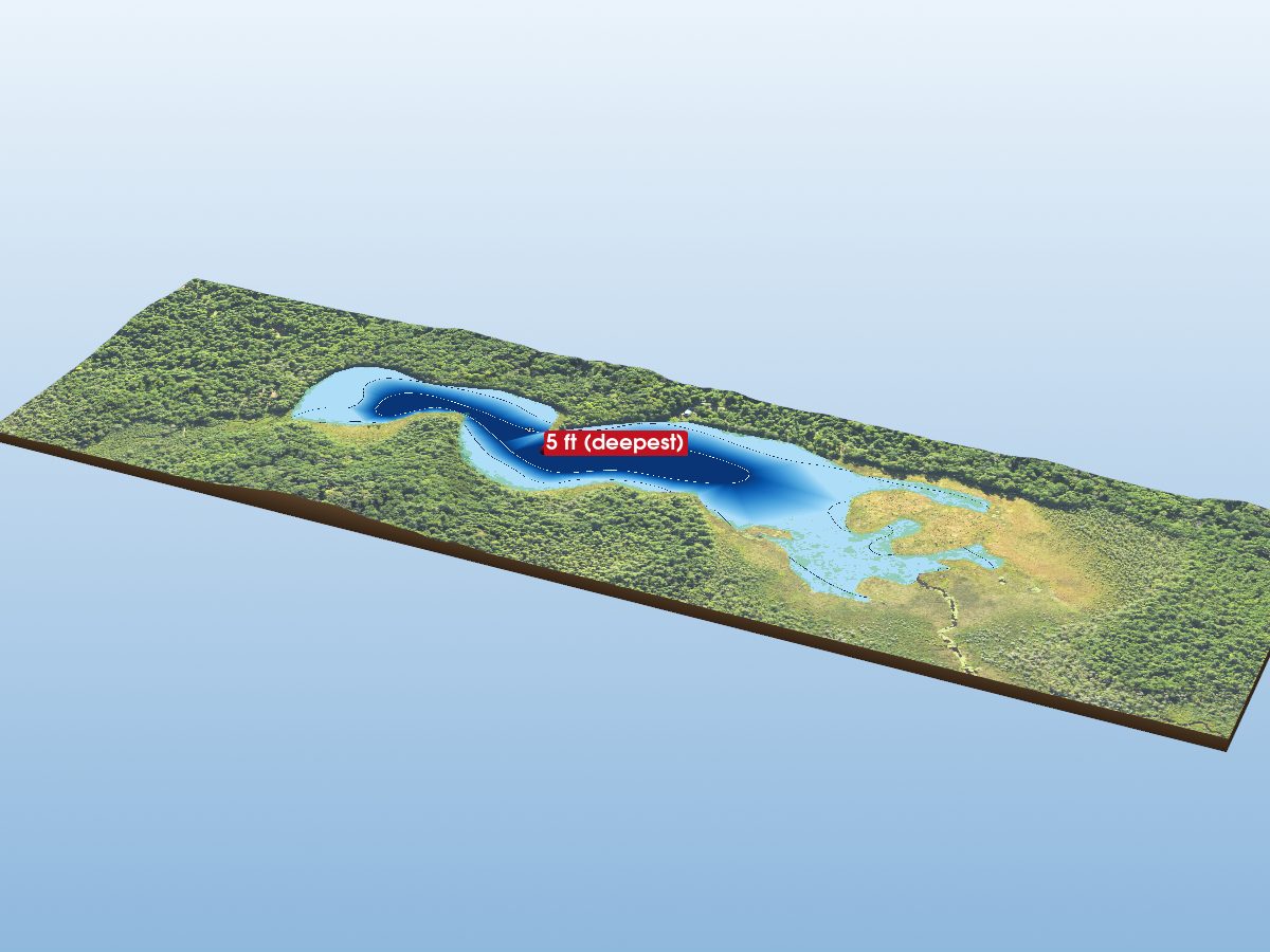 Depth map of Middle Eighteenmile Lake