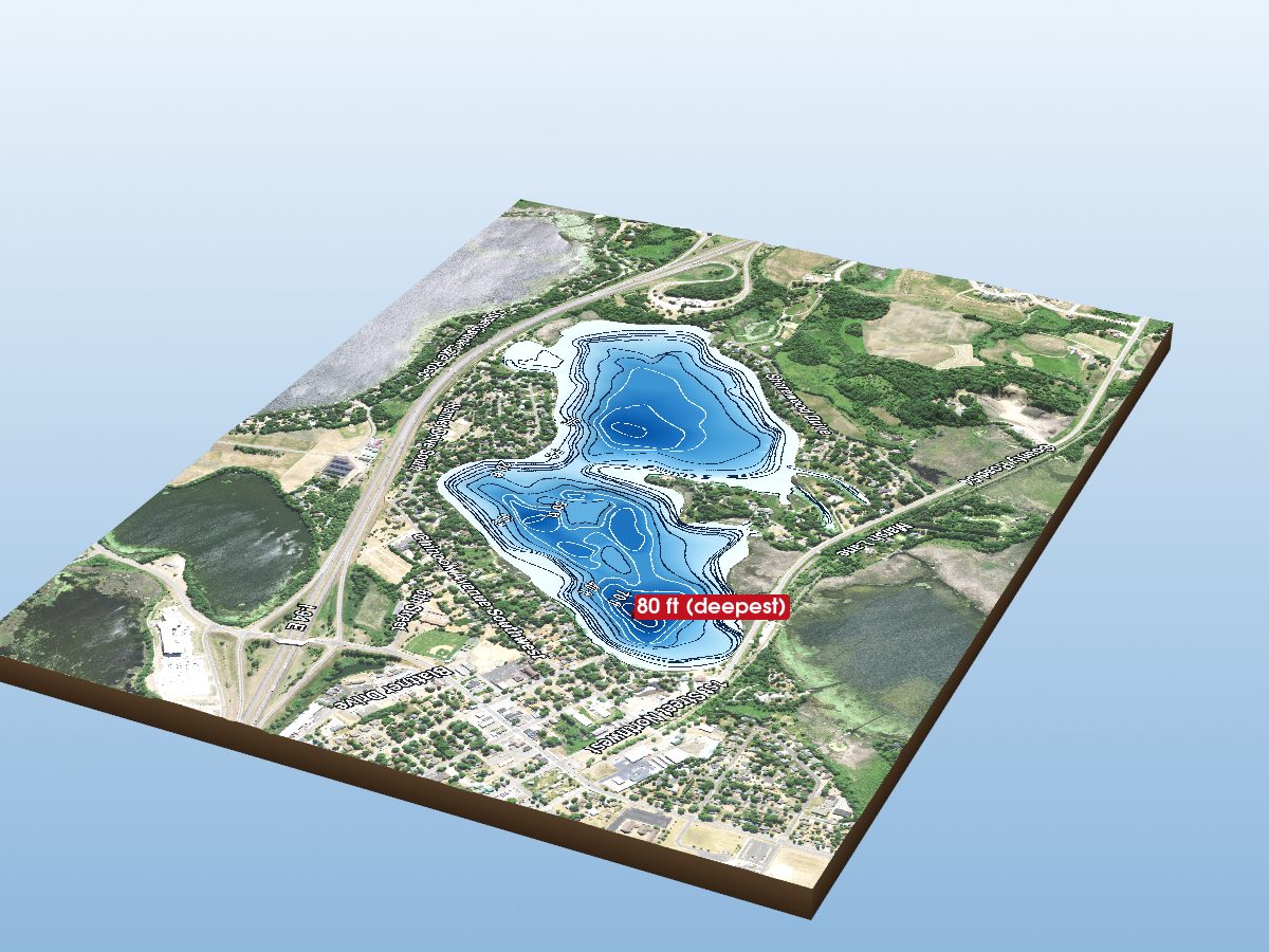 Depth map of Middle Spunk Lake