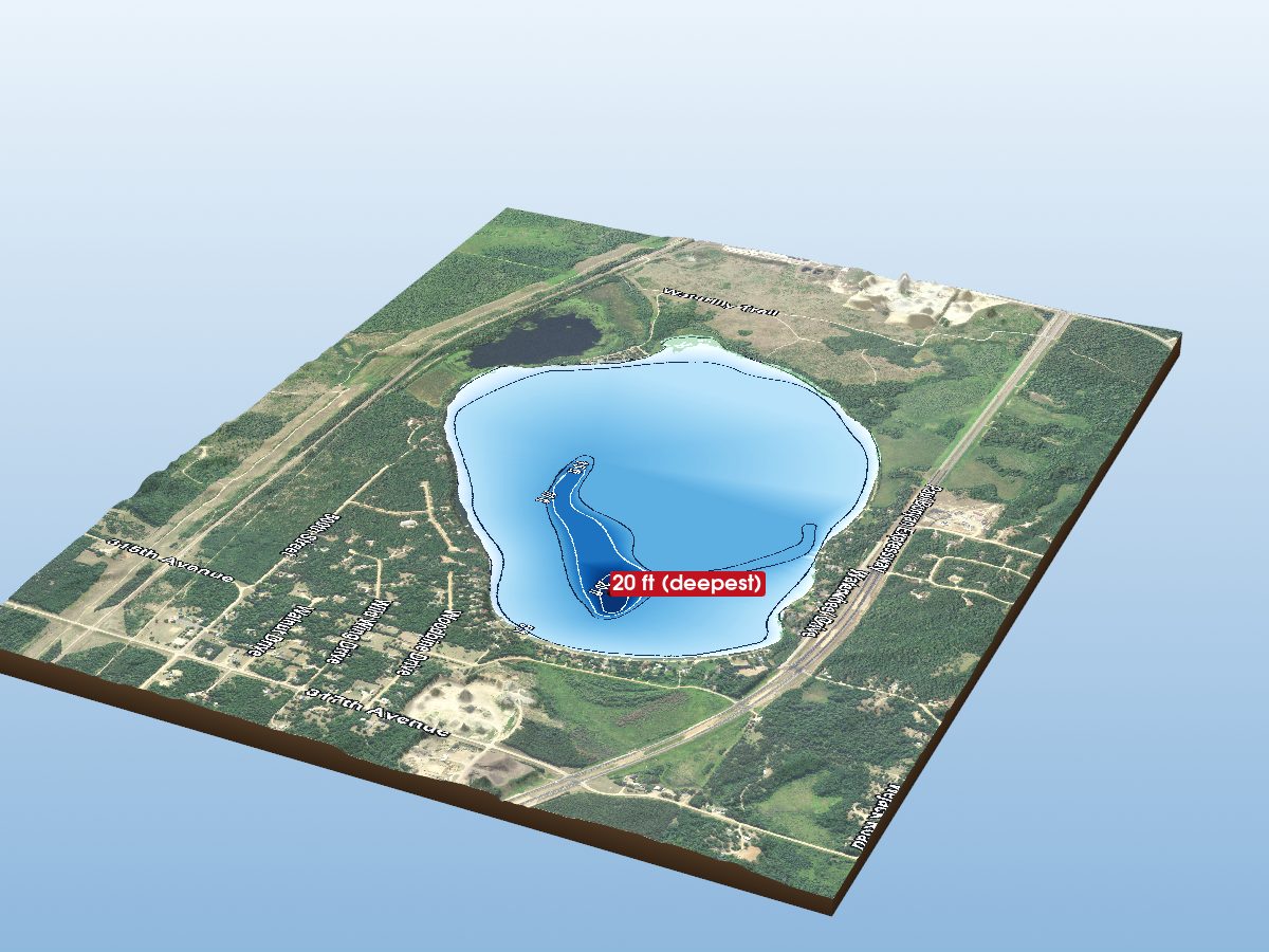 Depth map of Midge Lake