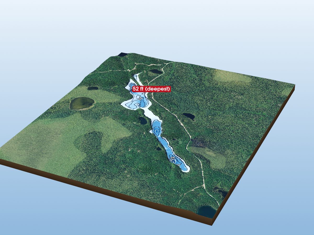 Depth map of Mile 30 Lake