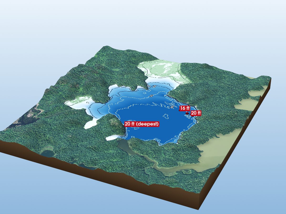 Depth map of Mile Lake