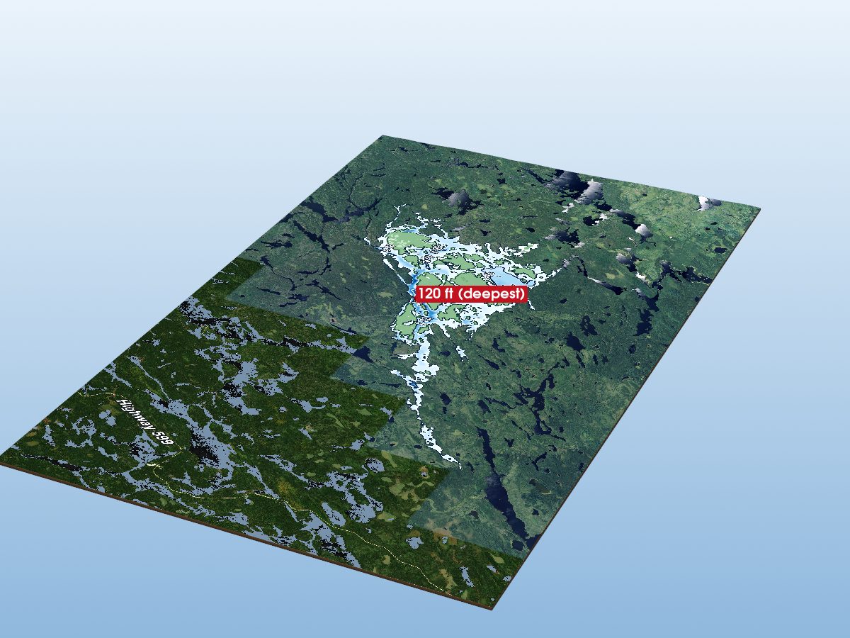 Depth map of Miniss Lake