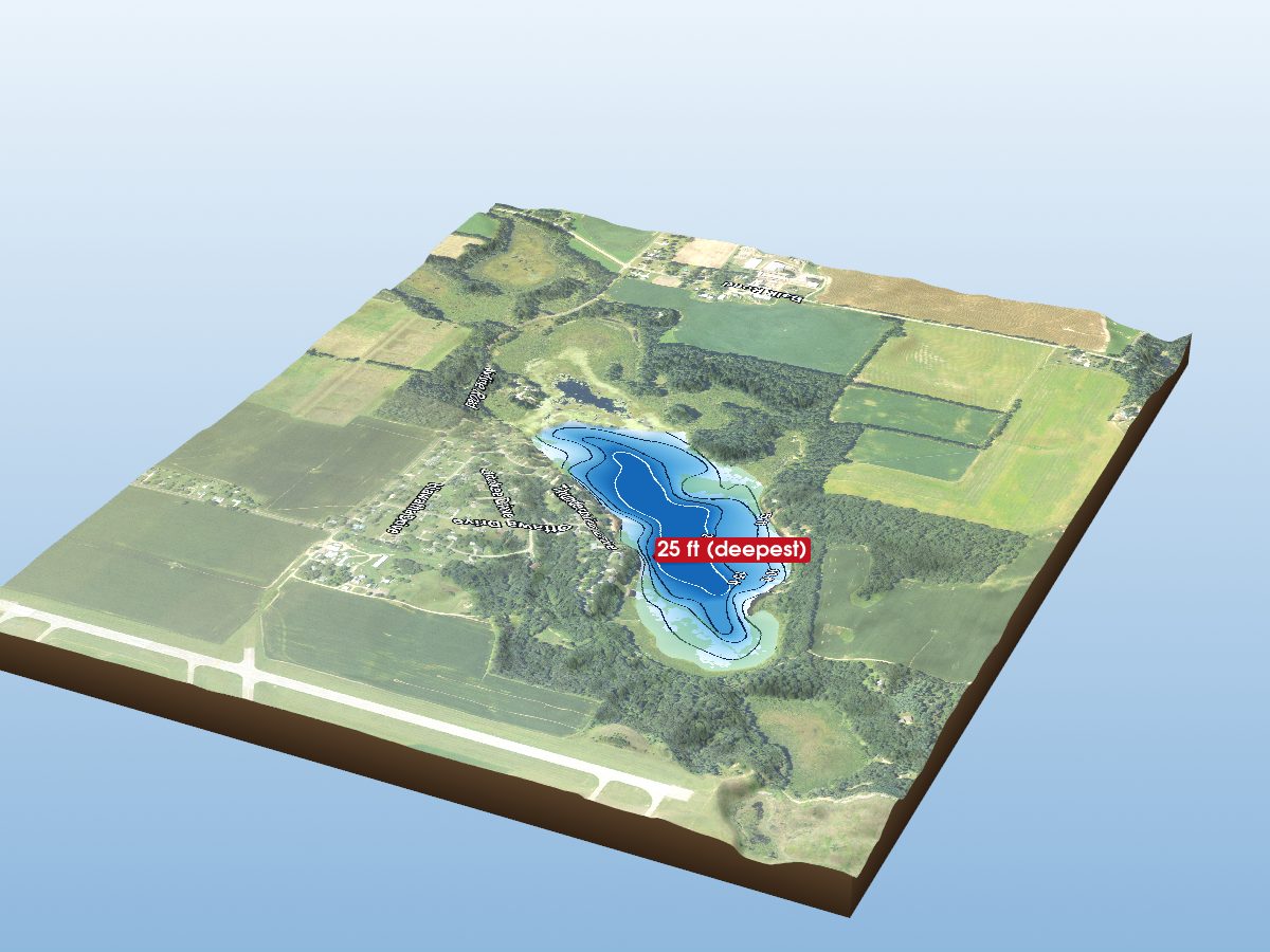 Depth map of Minnewaukan Lake