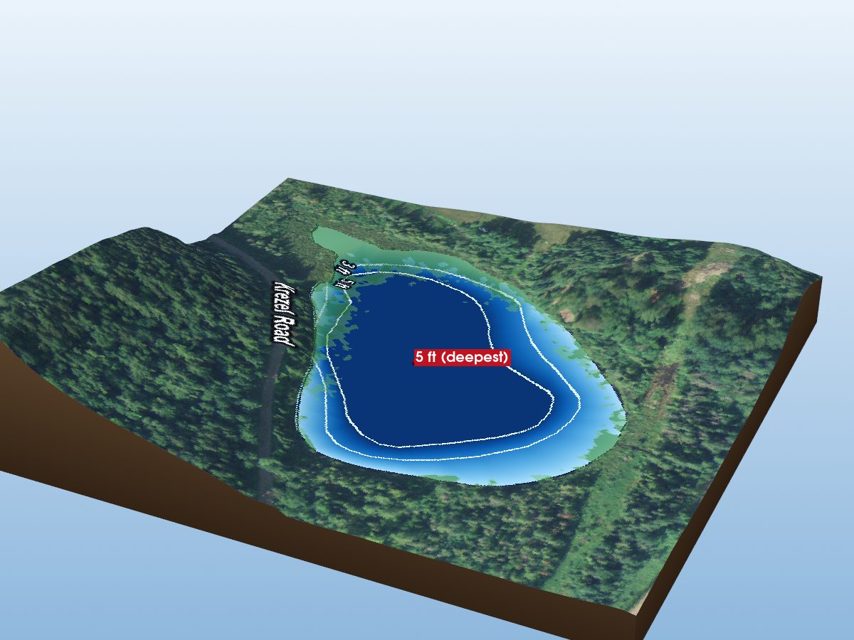 Depth map of Mishap Lake