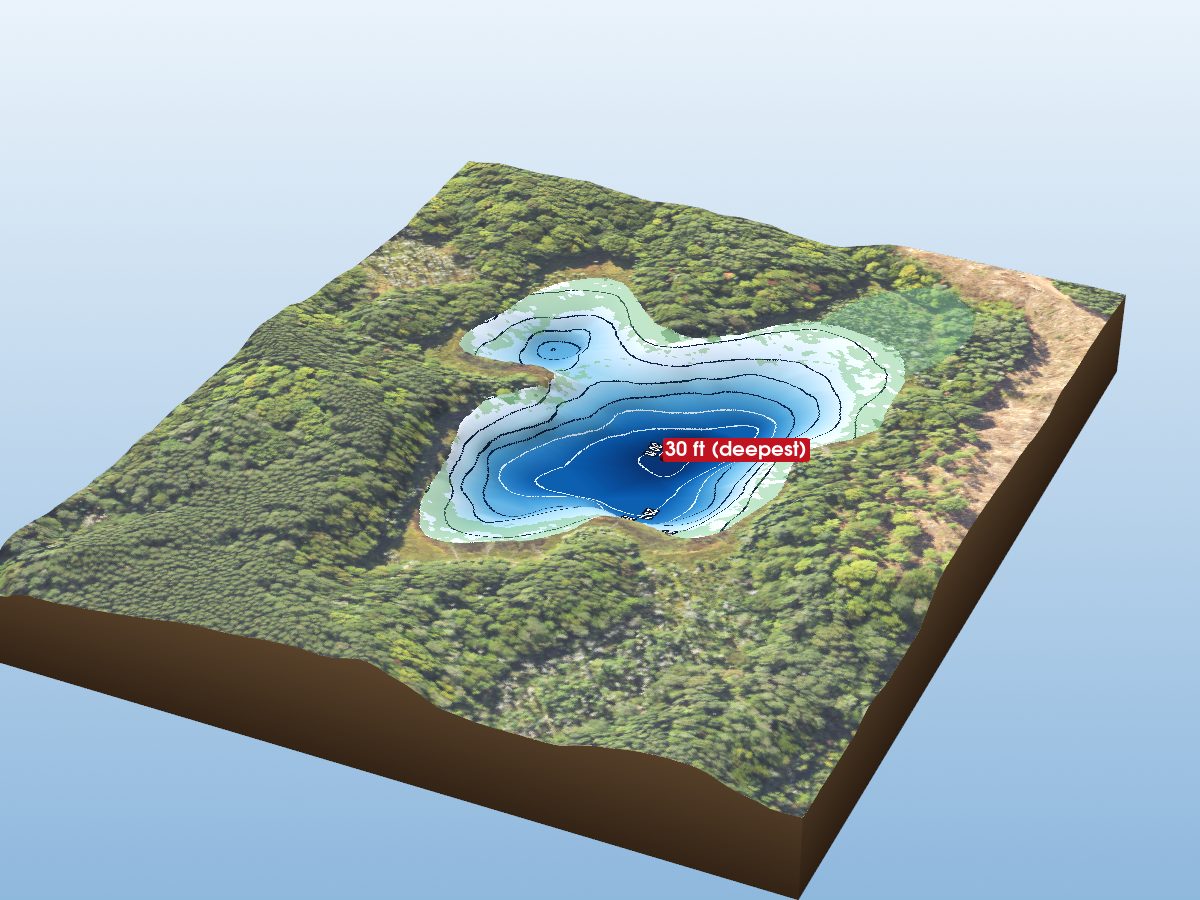 Depth map of Mishike Lake