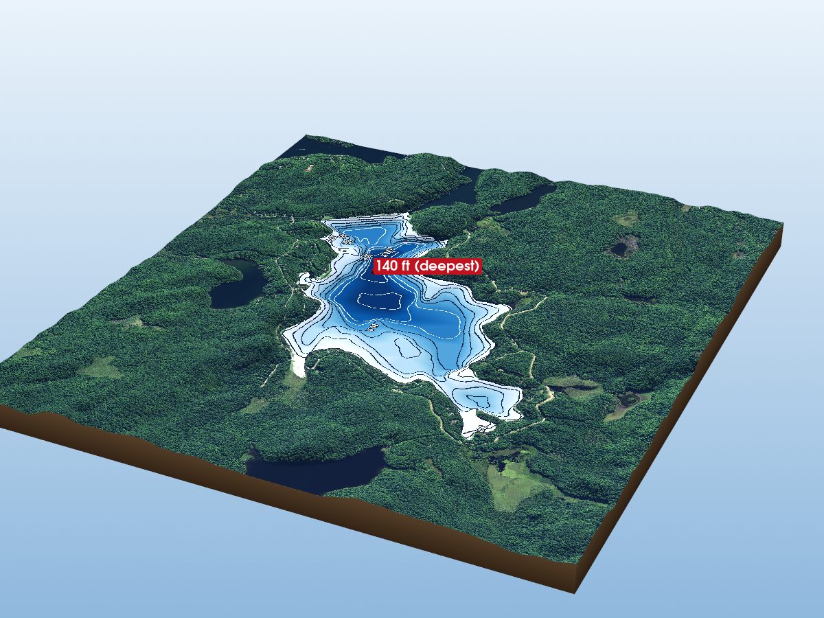 Depth map of Miskwabi Lake