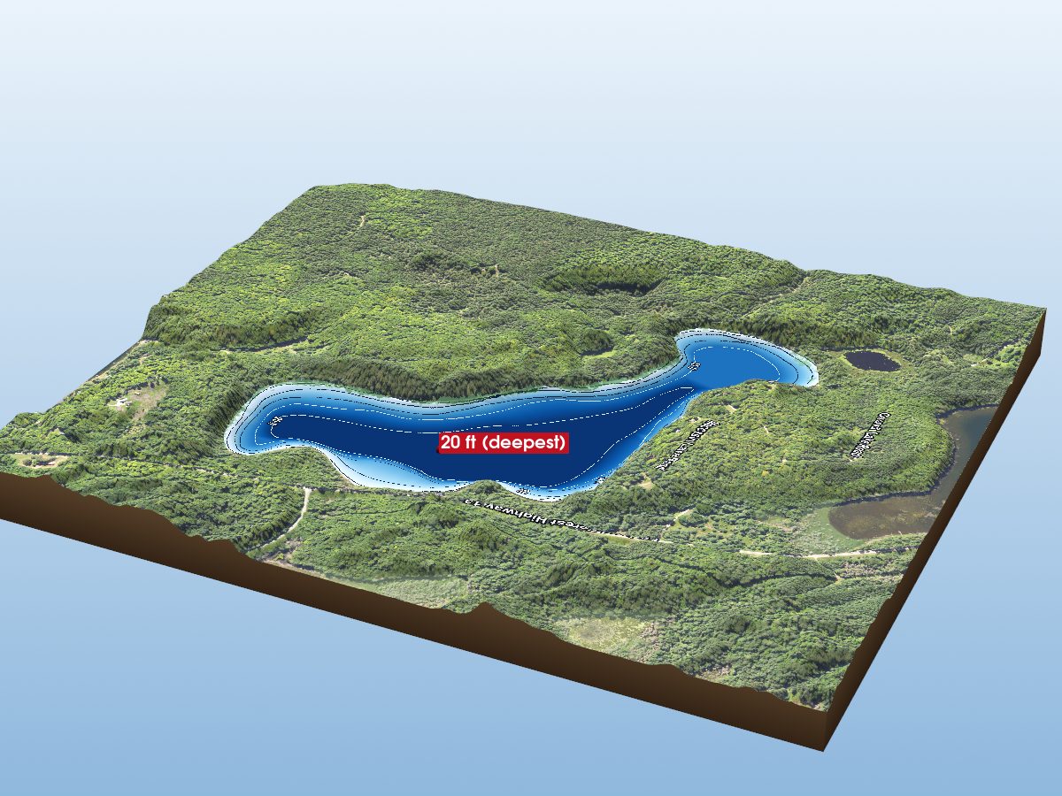 Depth map of Moccasin Lake