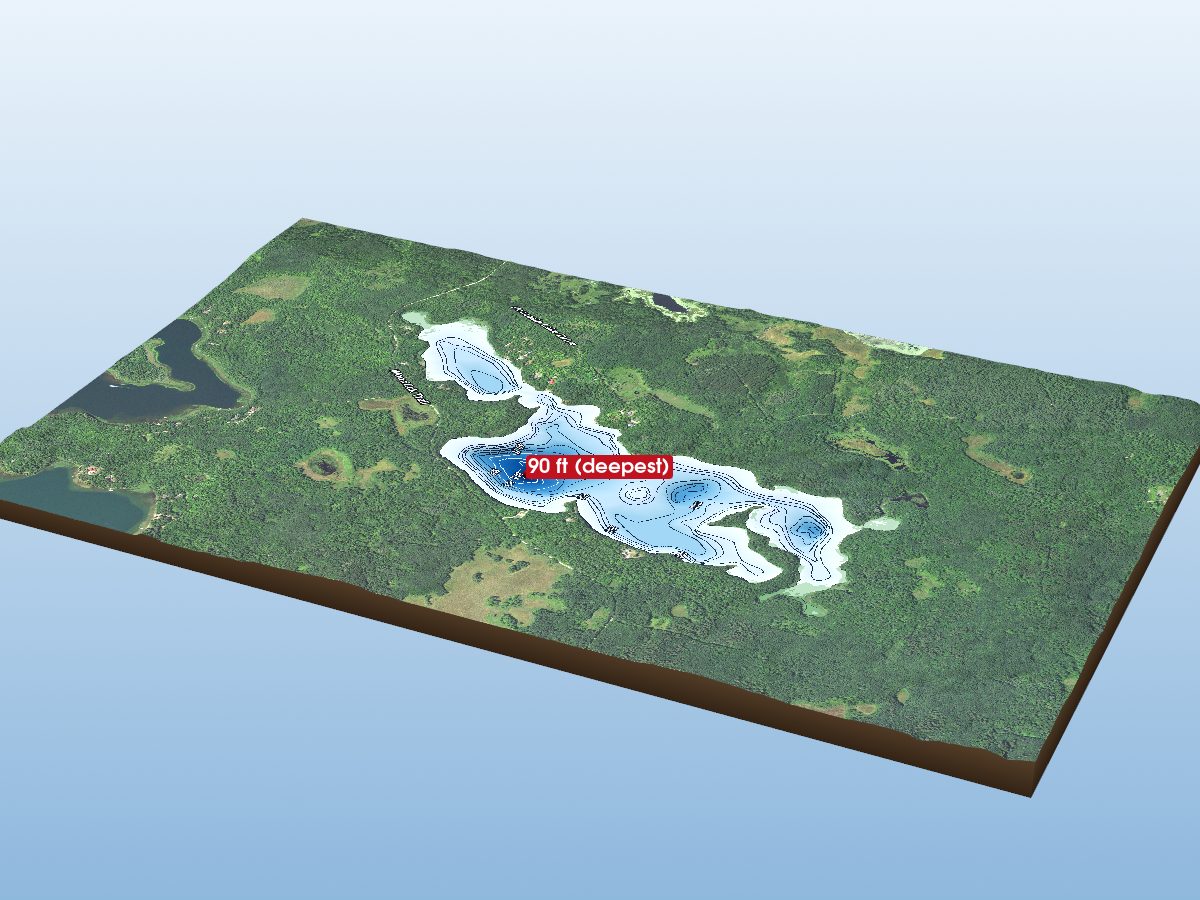 Depth map of Moccasin Lake