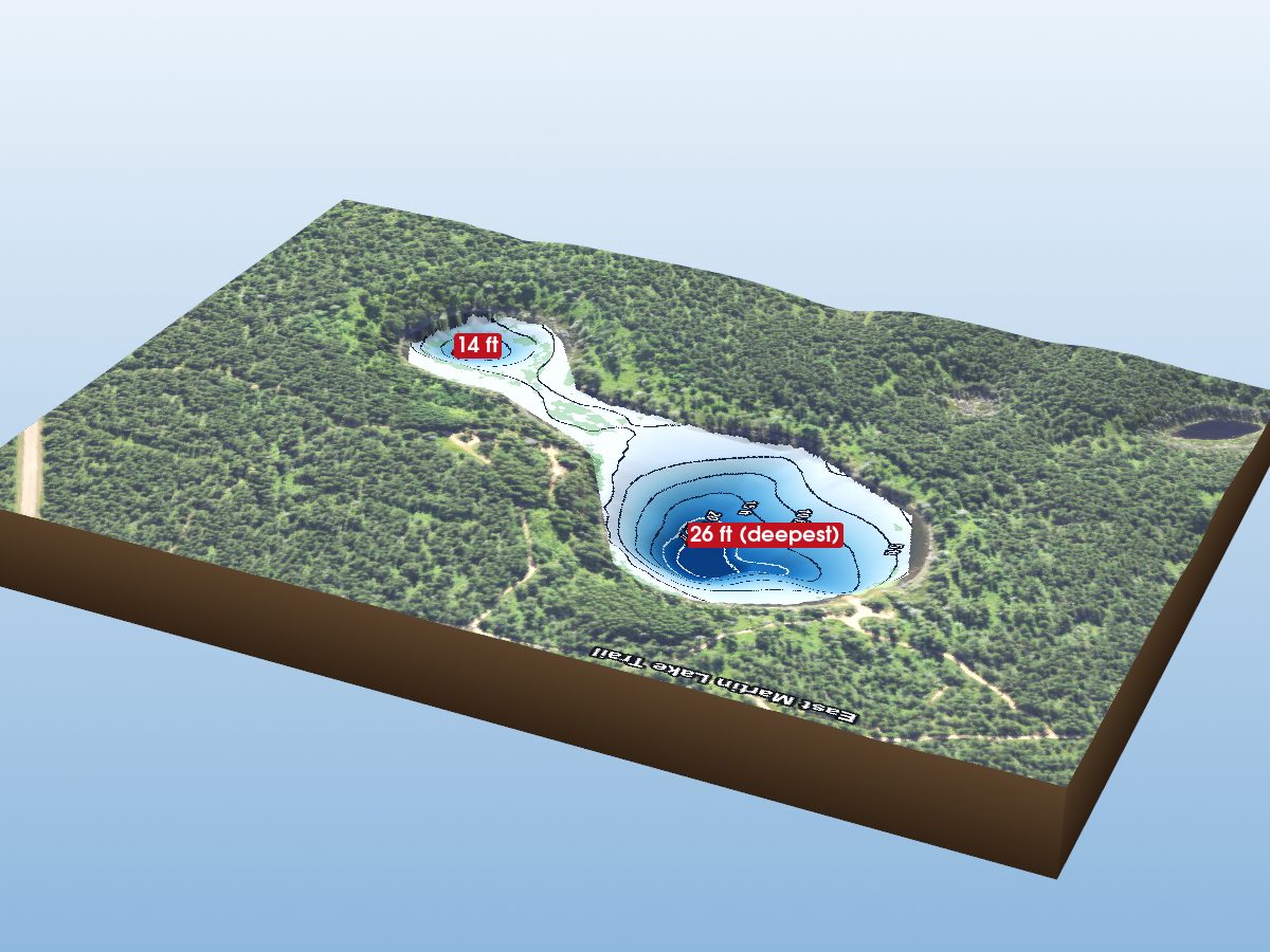 Depth map of Moccasin Lake