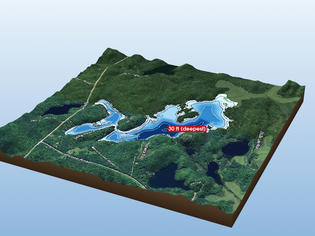 Depth map of Monck Lake
