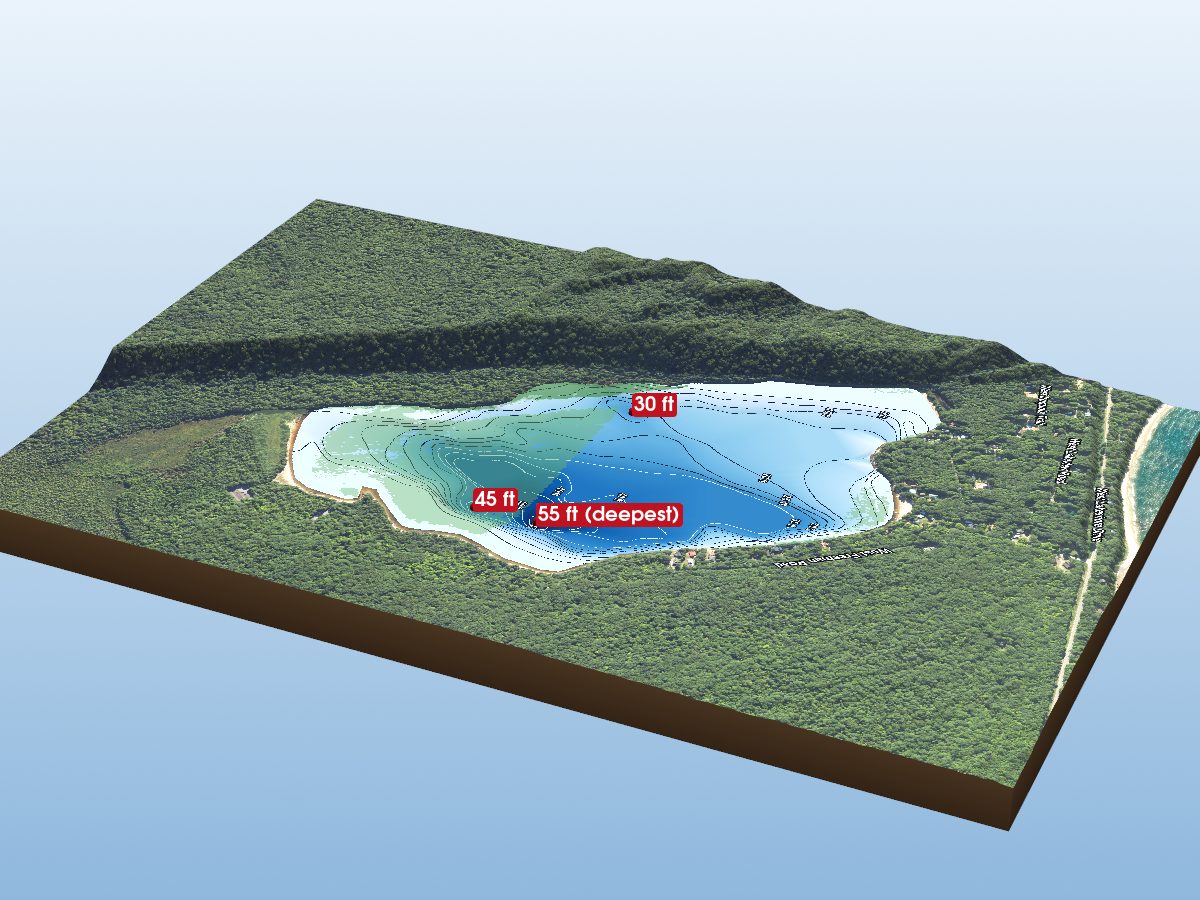 Depth map of Monocle Lake