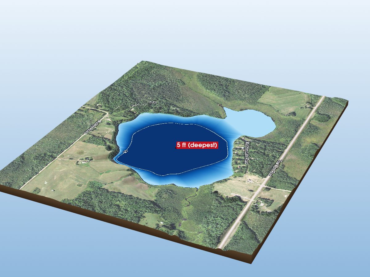 Depth map of Mud Hen Lake