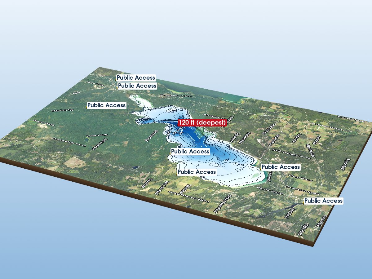 Depth map of Mullett Lake