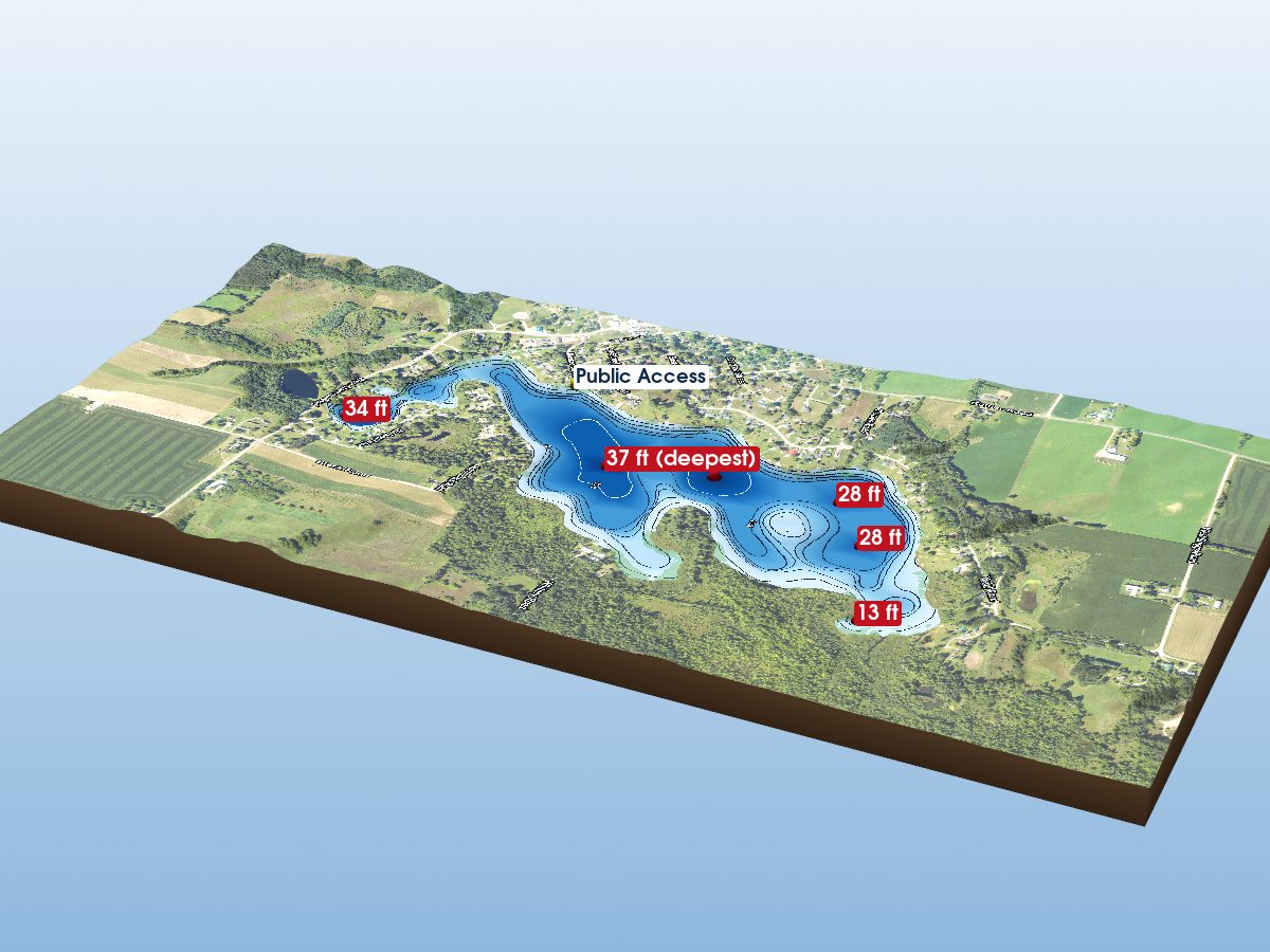 Depth map of Muskellunge Lake