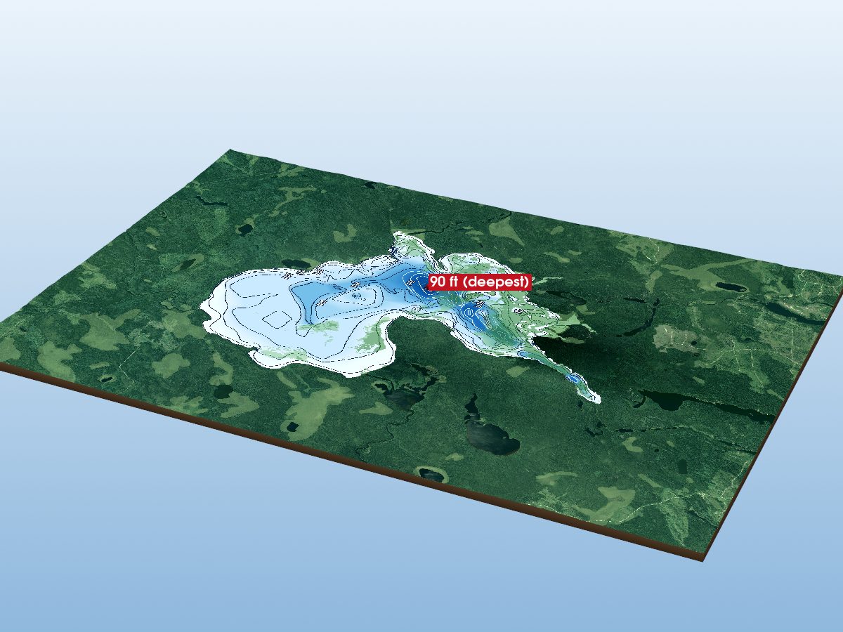 Depth map of Nagagami Lake