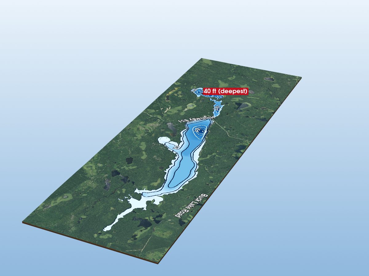 Depth map of Nagagamisis Lake
