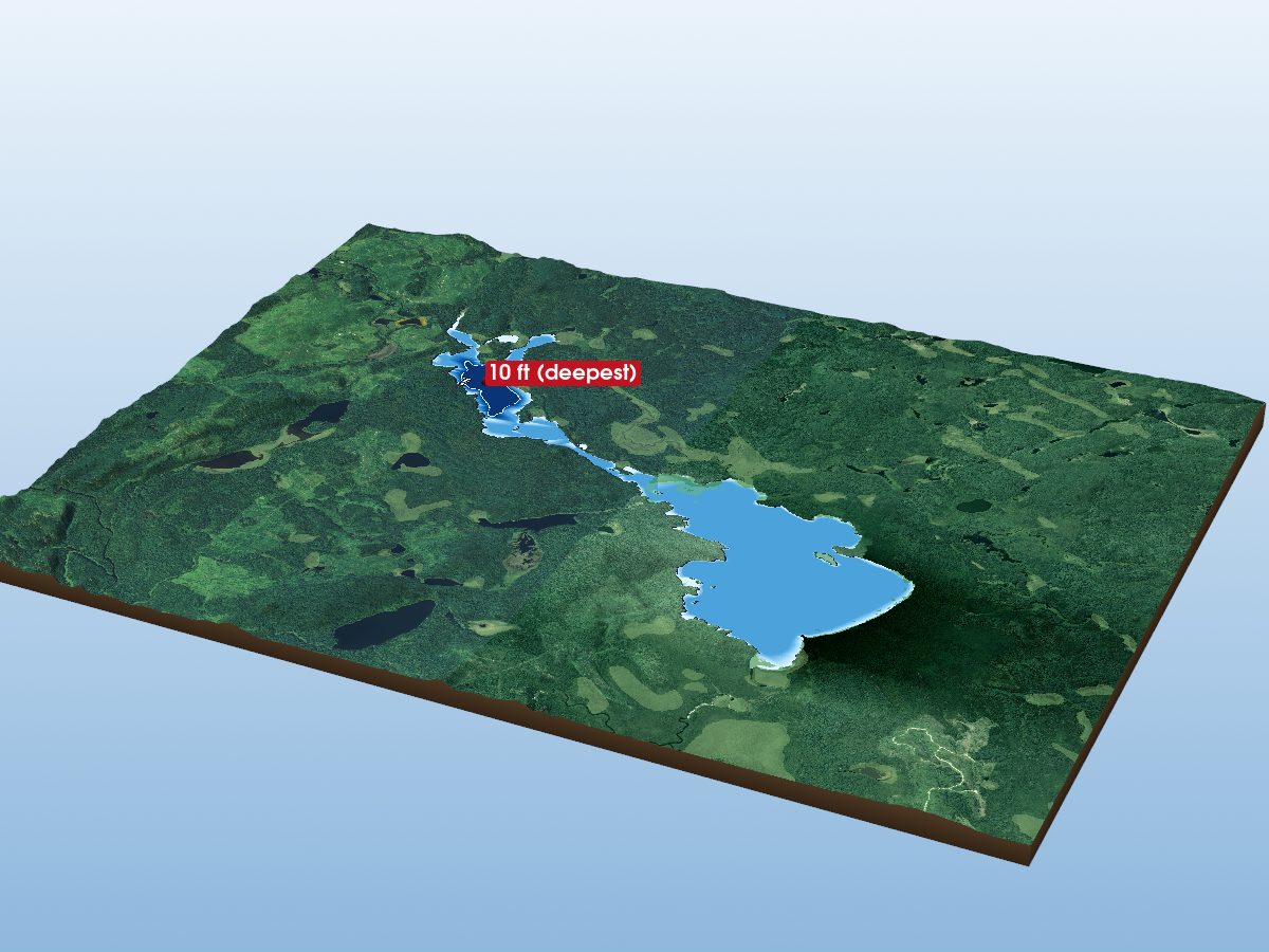Depth map of Nameigos Lake