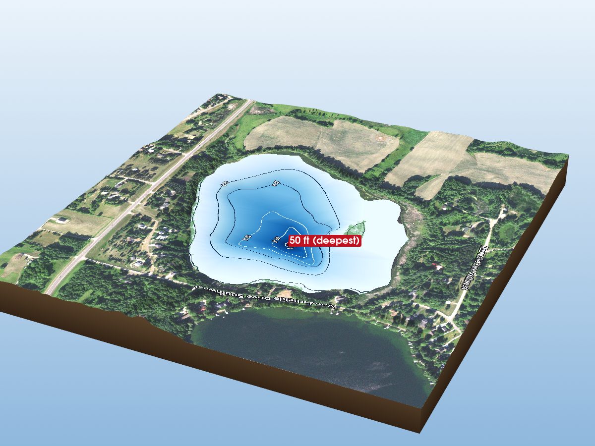 Depth map of Nelson Lake