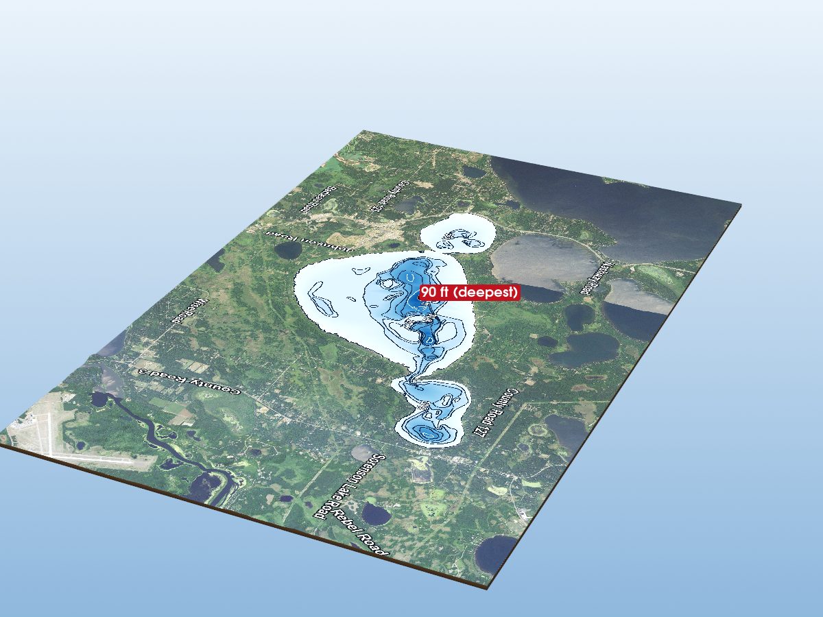 Depth map of North Long Lake