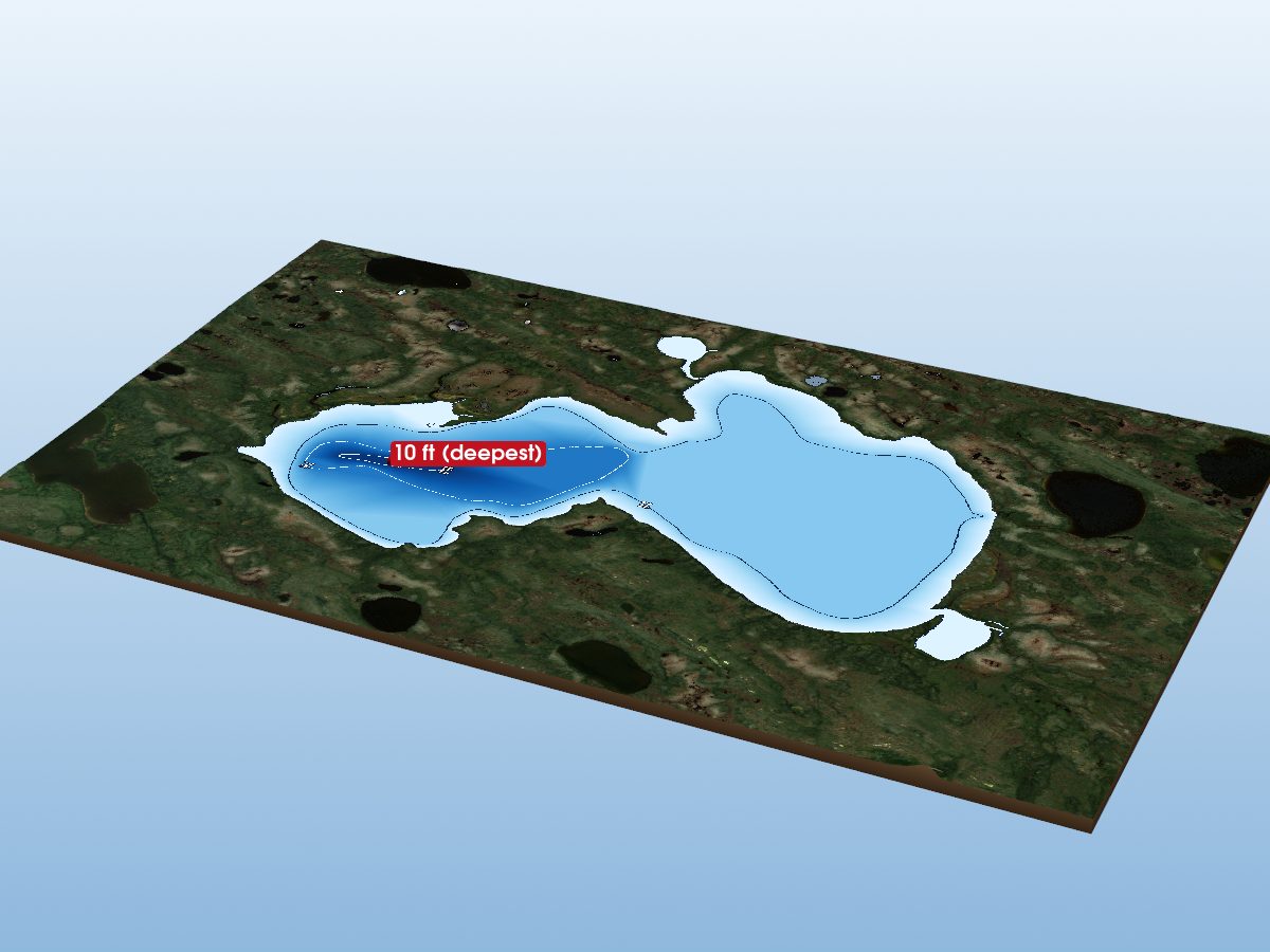 Depth map of North Washagami Lake