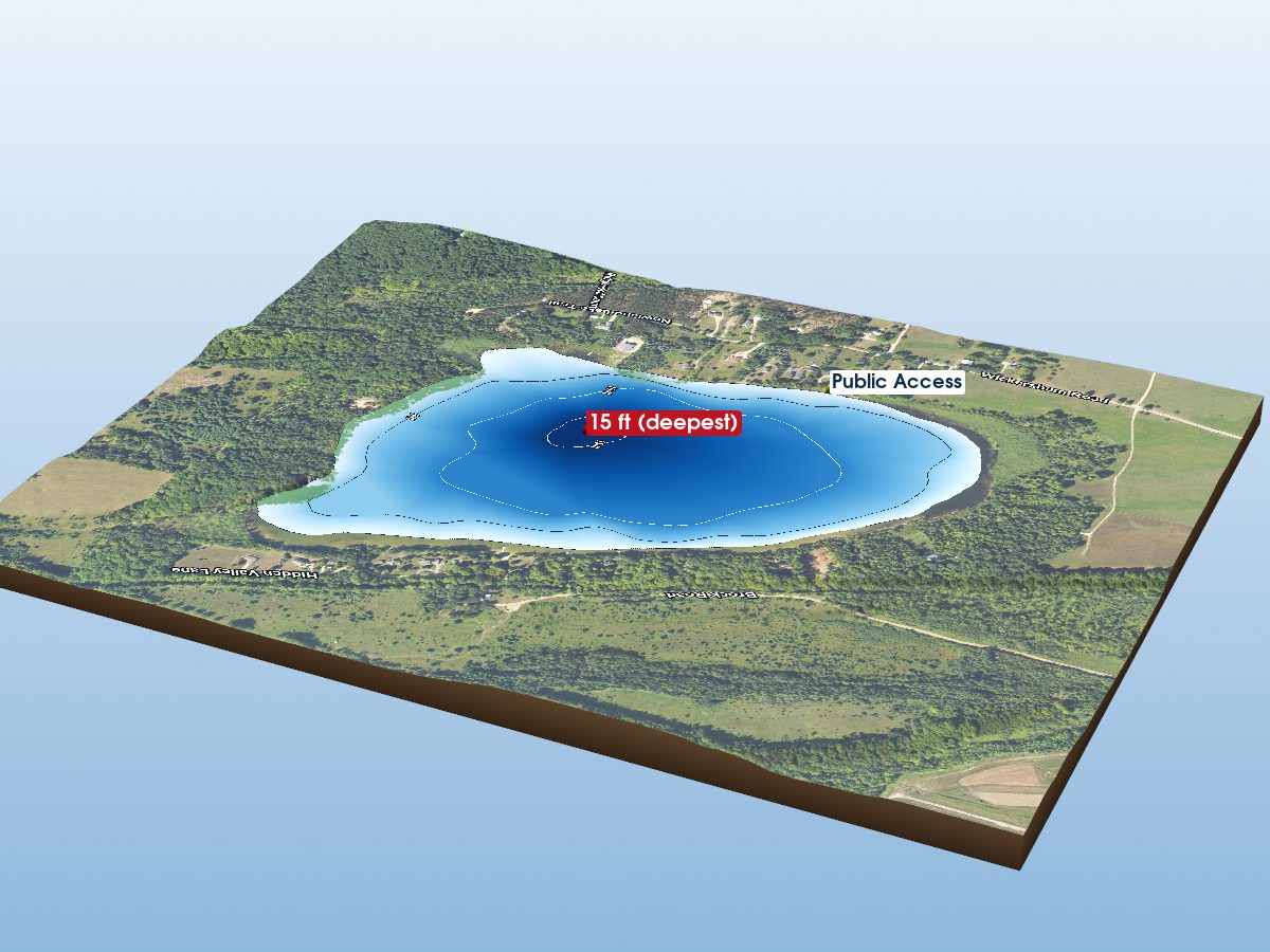Depth map of Nowland Lake